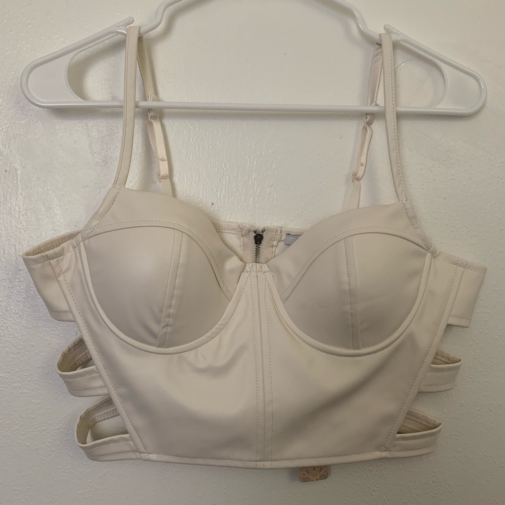 Faux Leather Caged Bustier